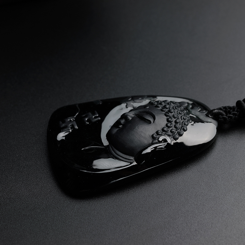 缅甸冰糯种墨翠翡翠大日如来吊坠-红掌柜