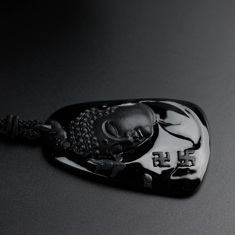 缅甸天然墨翠翡翠大日如来吊坠-红掌柜