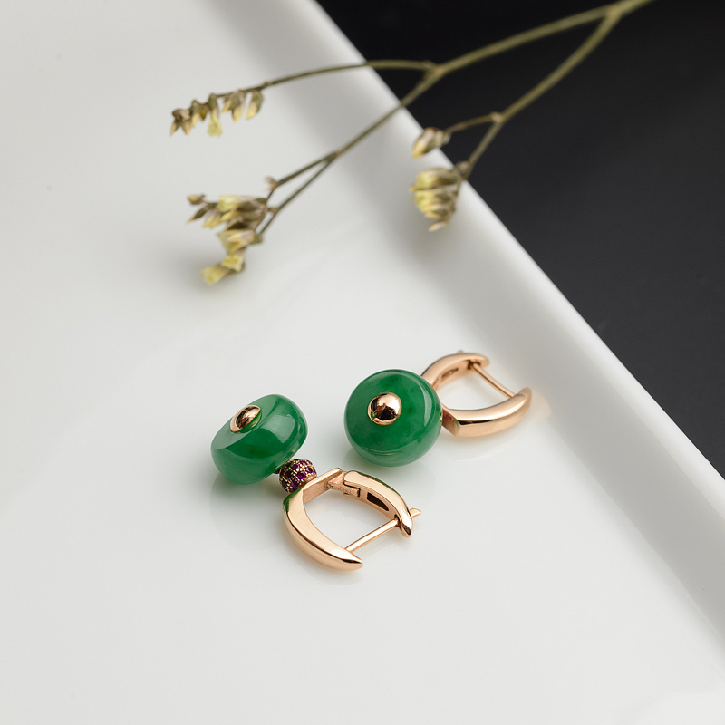 阳绿翡翠耳环-红掌柜