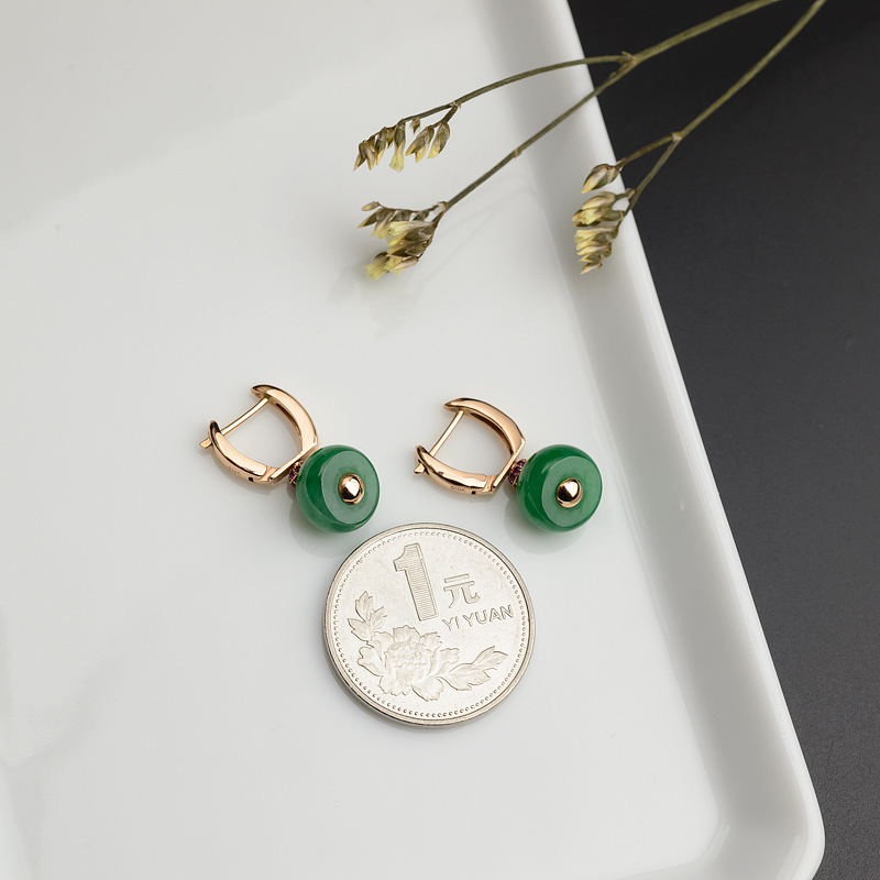 糯种翡翠耳环-红掌柜