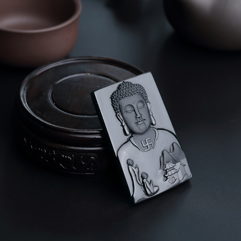 天然糯种墨翠佛吊坠-红掌柜