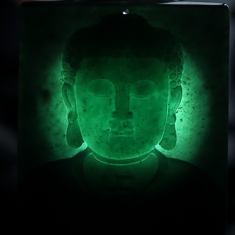 糯种墨翠佛吊坠-红掌柜