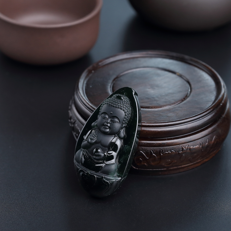 缅甸糯种墨翠宝宝佛吊坠-红掌柜