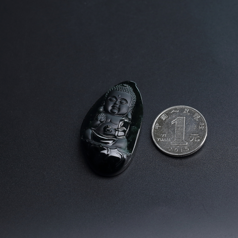 糯种墨翠吊坠-红掌柜