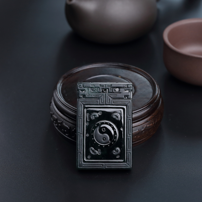 缅甸糯种墨翠幸福如意吊坠-红掌柜