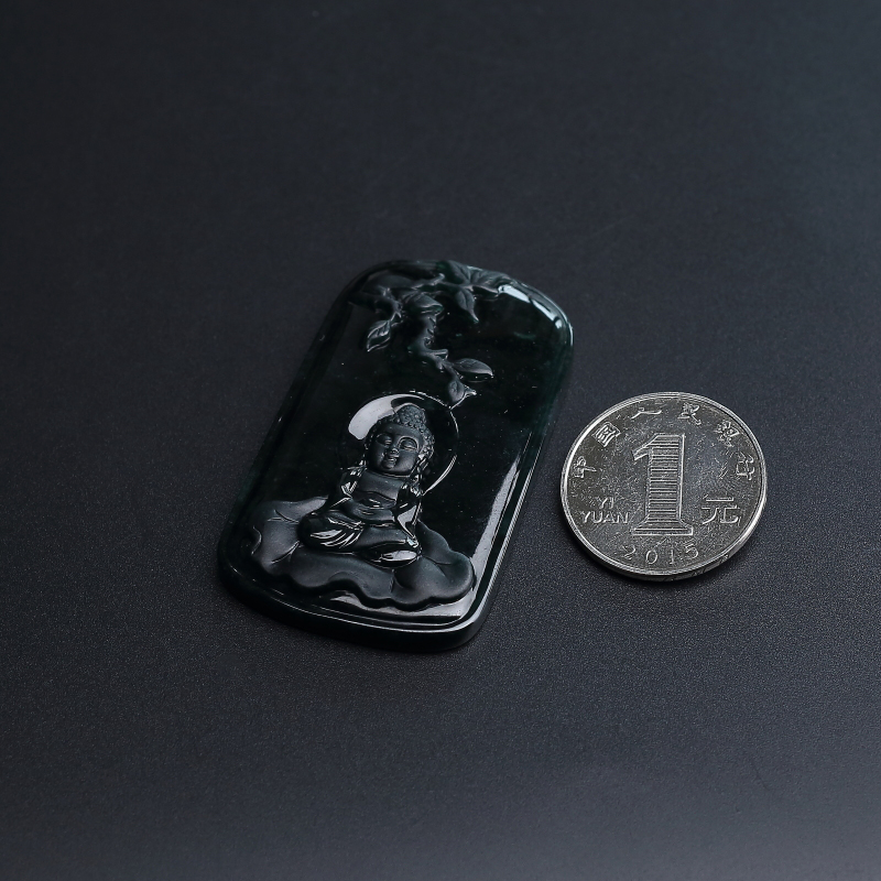 糯种墨翠吊坠-红掌柜