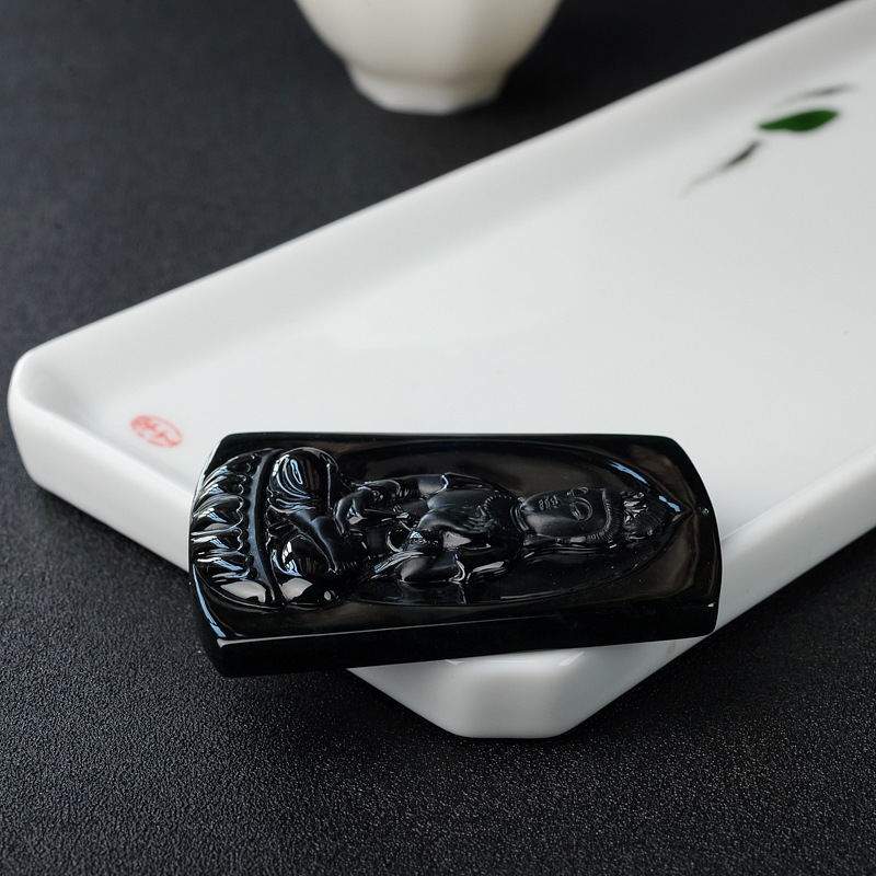 缅甸冰糯种墨翠观音吊坠-红掌柜