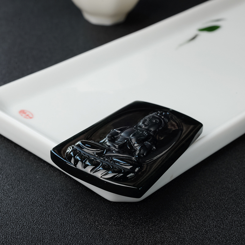 缅甸天然冰糯种墨翠吊坠-红掌柜