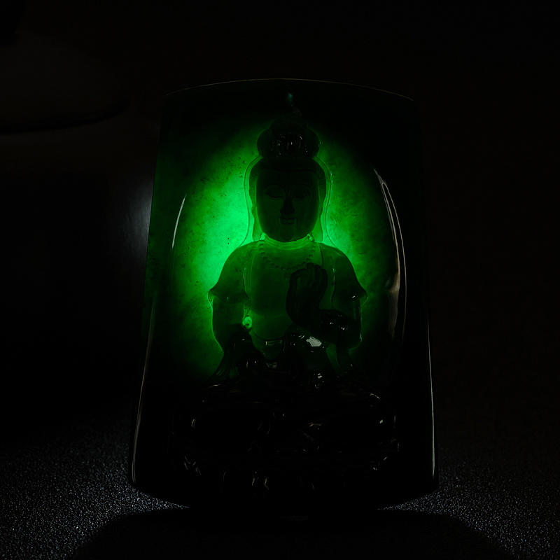 冰糯种墨翠观音吊坠-红掌柜