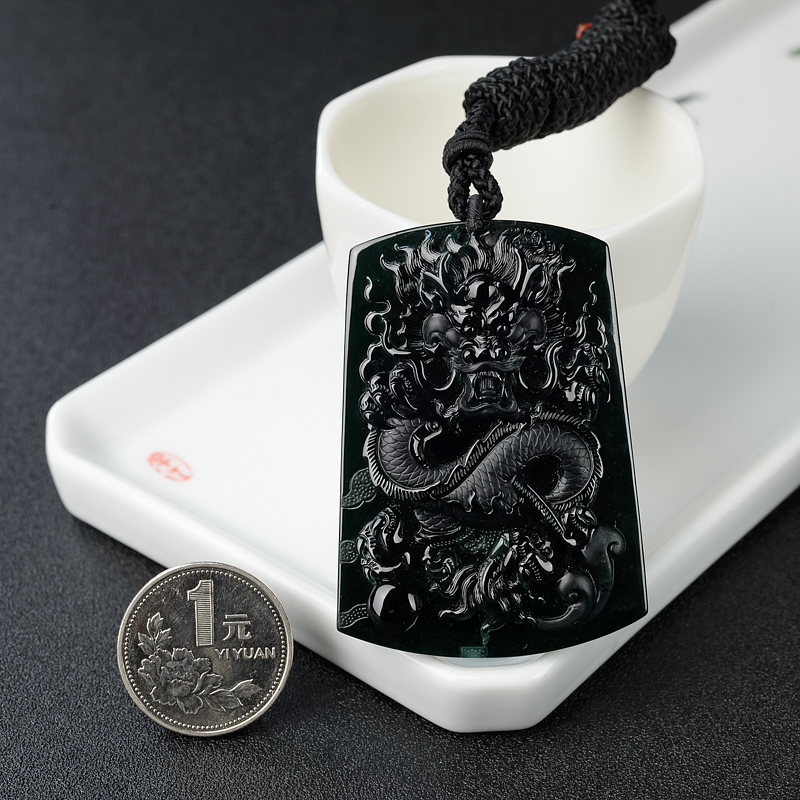 冰糯种墨翠吊坠-红掌柜