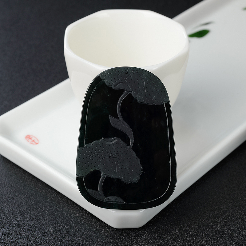 缅甸天然墨翠普贤菩萨吊坠-红掌柜