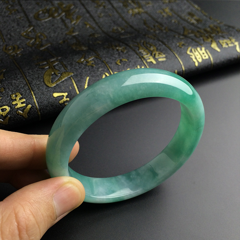 缅甸A货糯种苹果绿翡翠手镯 - 红掌柜珠宝