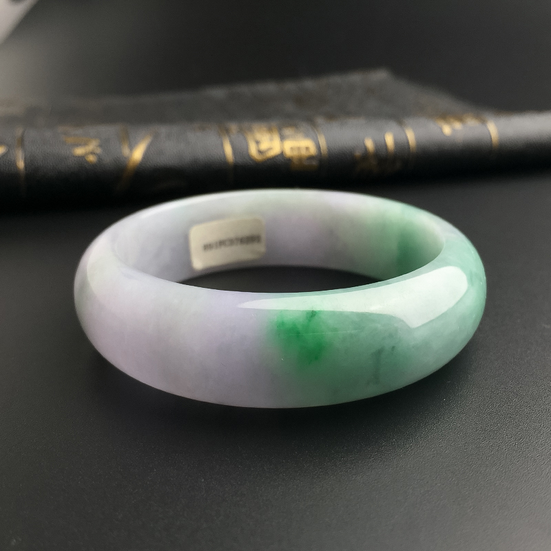 A货糯种春带彩翡翠手镯 - 红掌柜珠宝