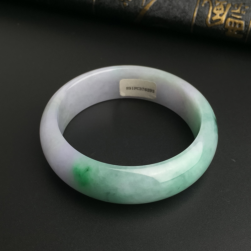 缅甸糯种春带彩翡翠手镯 - 红掌柜珠宝