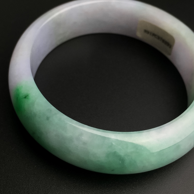 糯种春带彩翡翠手镯 - 红掌柜珠宝