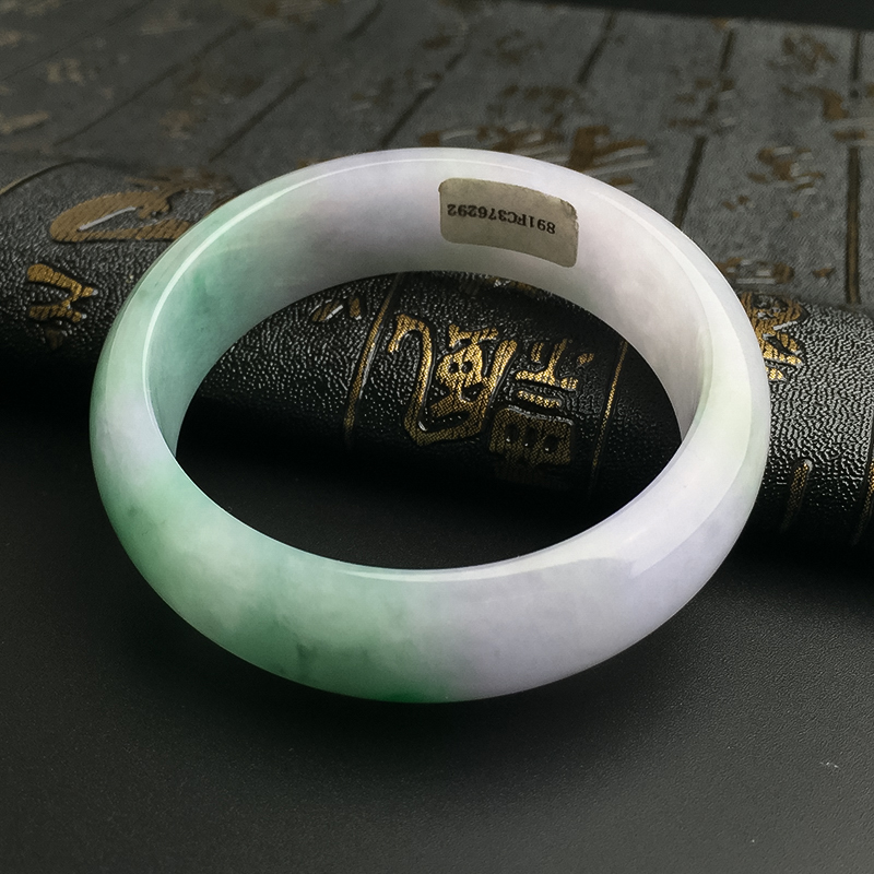 缅甸A货春带彩翡翠手镯 - 红掌柜珠宝