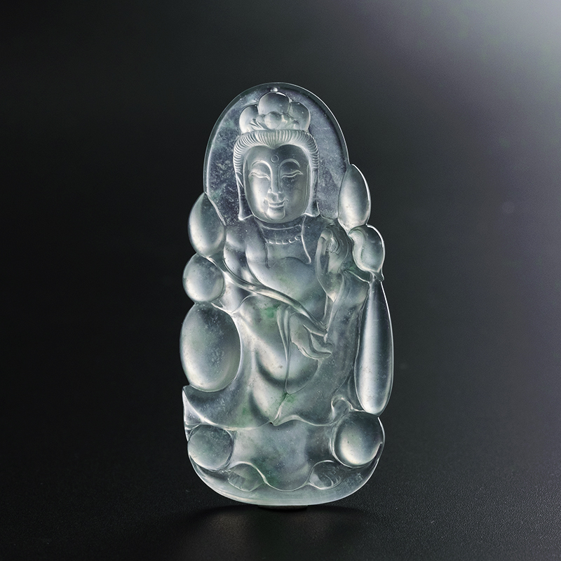 冰种飘花翡翠观音吊坠 - 红掌柜珠宝