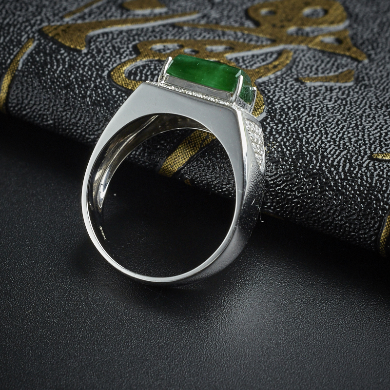 翡翠翠绿马鞍戒指 - 红掌柜珠宝