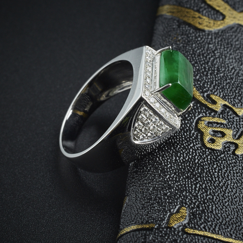 18K金糯种翡翠马鞍戒指 - 红掌柜珠宝