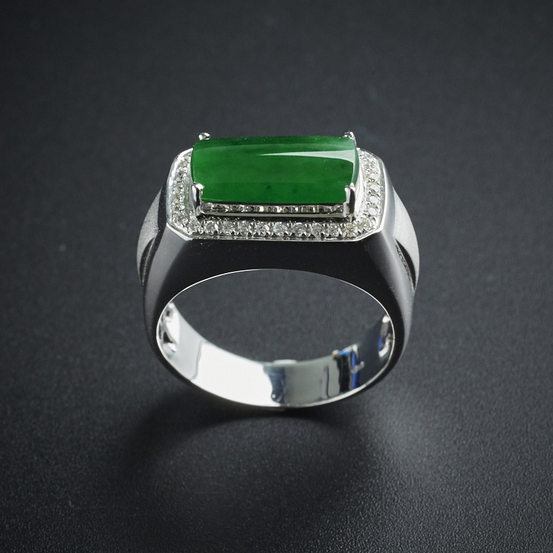 18K金镶翡翠冰糯种翠绿马鞍戒指 - 红掌柜珠宝 18K金镶翡翠冰糯种翠绿马鞍戒指 - 红掌柜珠宝