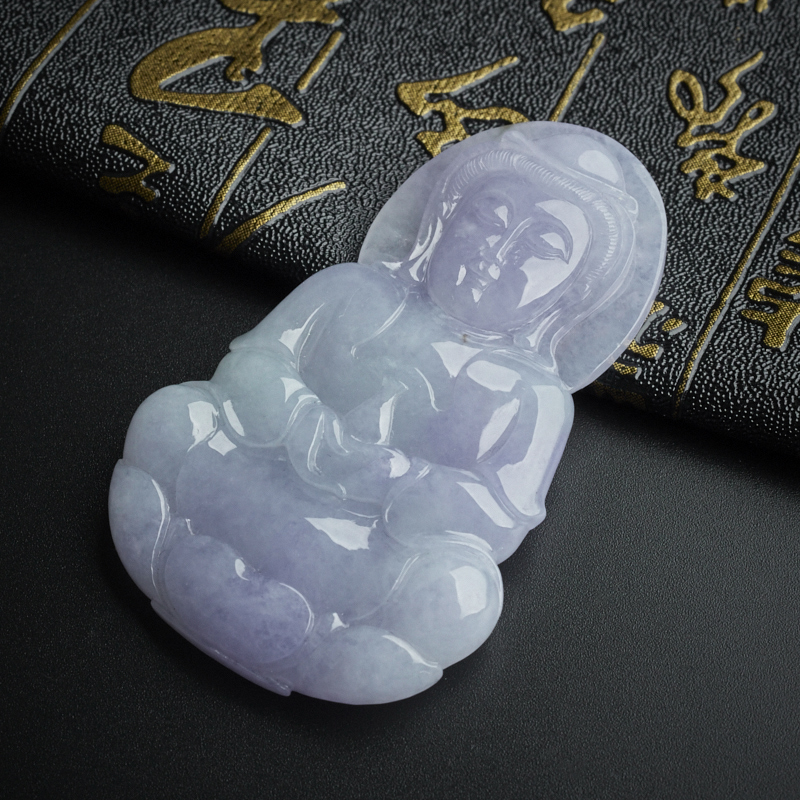 翡翠春带彩观音吊坠 - 红掌柜珠宝