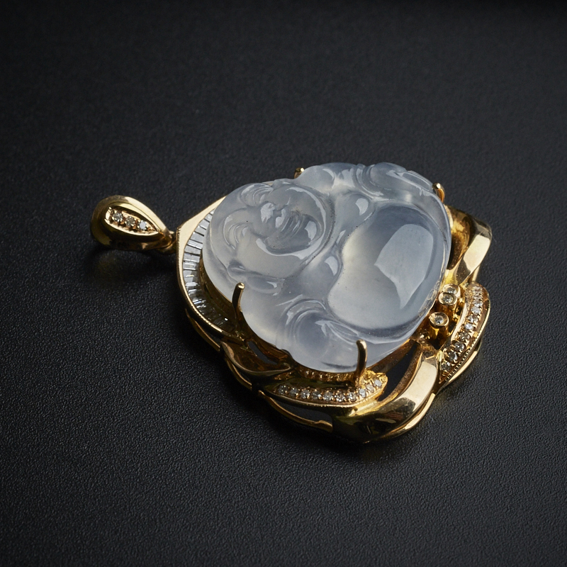 18K金镶翡翠佛吊坠 - 红掌柜珠宝