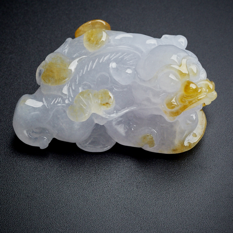 糯种翡翠春底黄翡貔貅吊坠 - 红掌柜珠宝