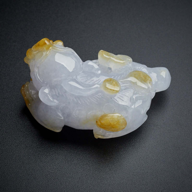 糯种翡翠春底黄翡貔貅吊坠 - 红掌柜珠宝