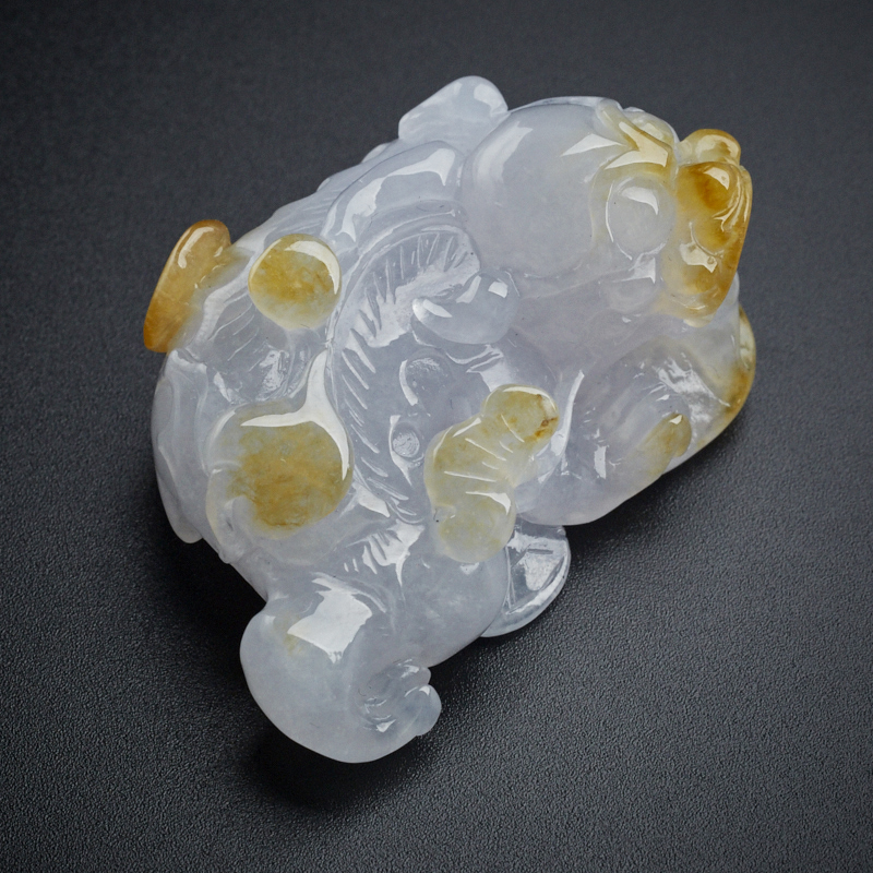 糯种翡翠春底黄翡貔貅吊坠 - 红掌柜珠宝