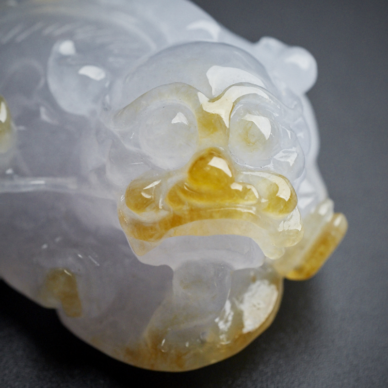 糯种翡翠春底黄翡貔貅吊坠 - 红掌柜珠宝