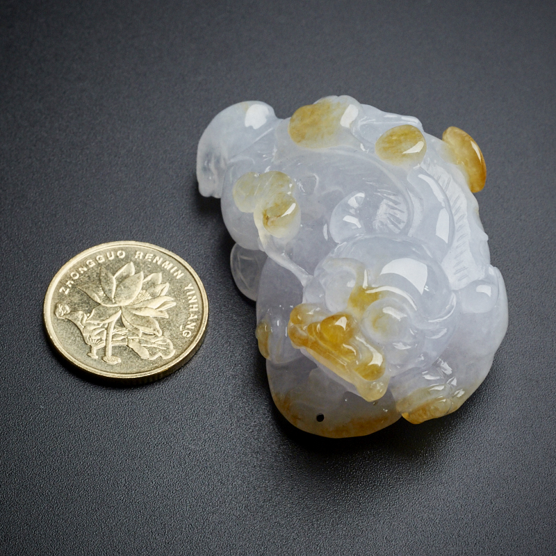 糯种翡翠春底黄翡貔貅吊坠 - 红掌柜珠宝