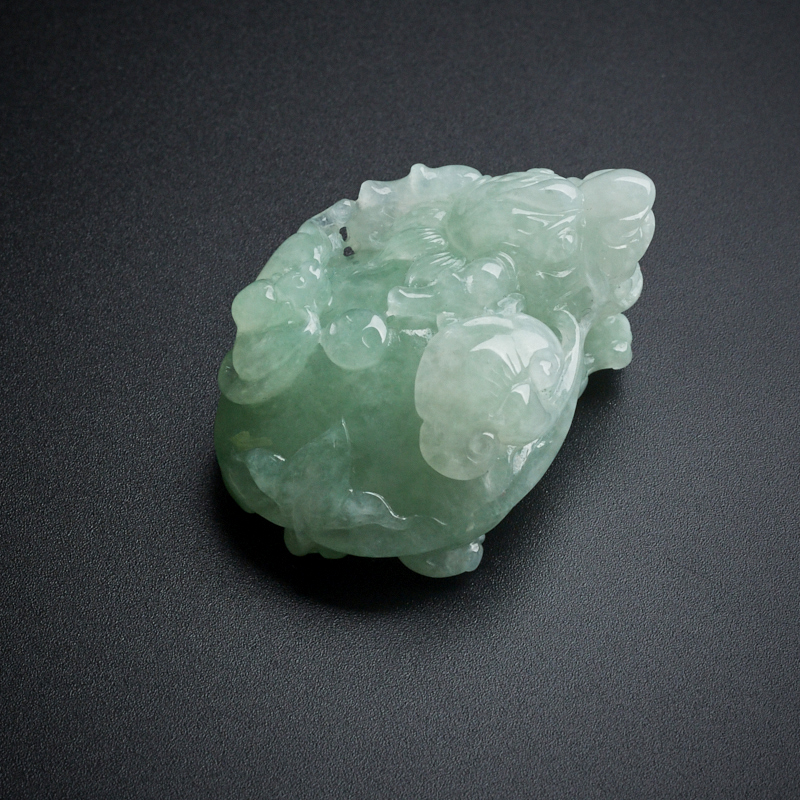 糯种翡翠阳绿霸下吊坠 - 红掌柜珠宝