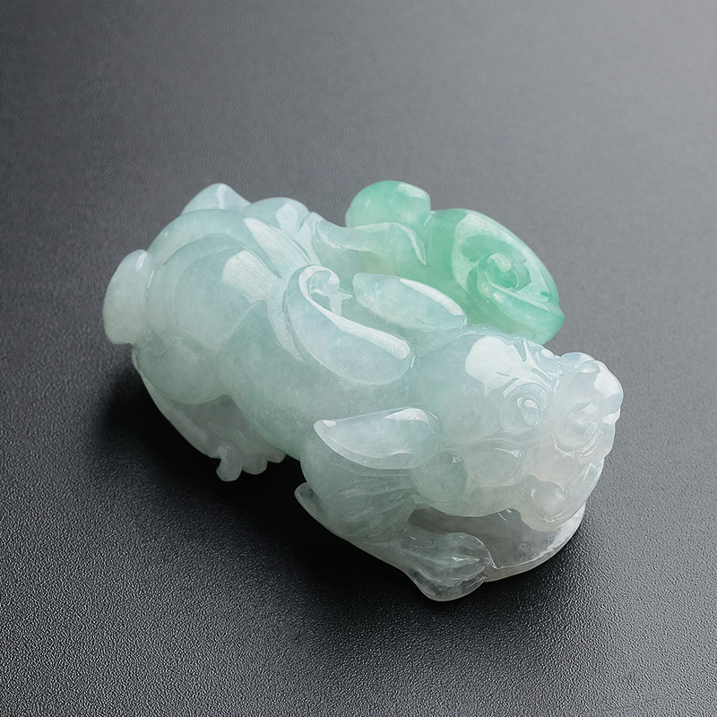  糯种蓝底阳绿貔貅吊坠 - 红掌柜珠宝