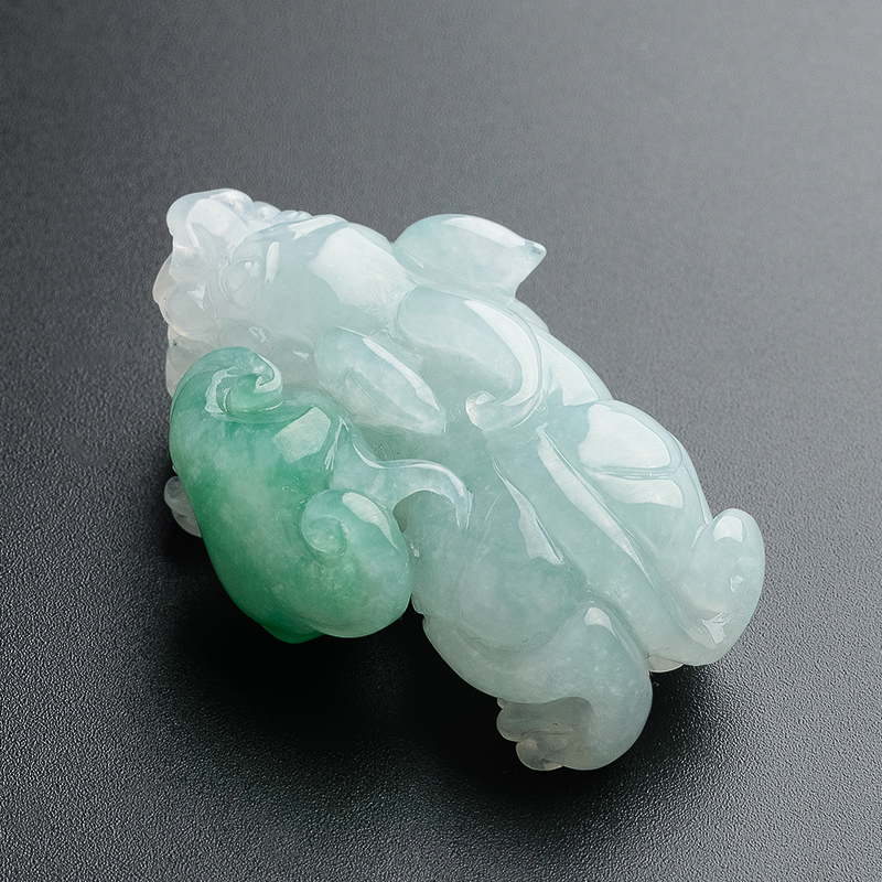  糯种蓝底阳绿貔貅吊坠 - 红掌柜珠宝