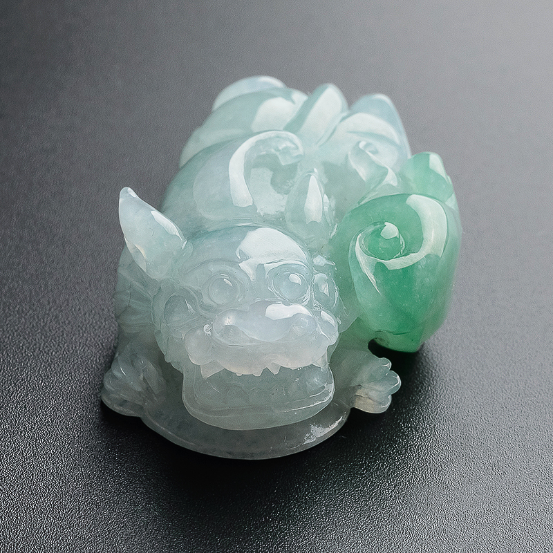  糯种蓝底阳绿貔貅吊坠 - 红掌柜珠宝