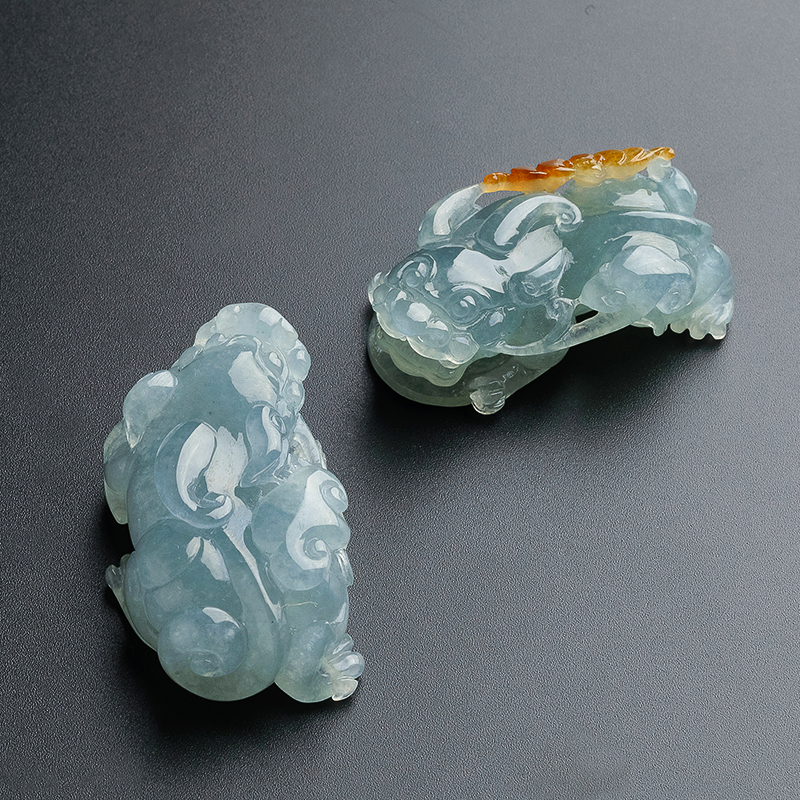 冰种翡翠蓝底貔貅吊坠 - 红掌柜珠宝