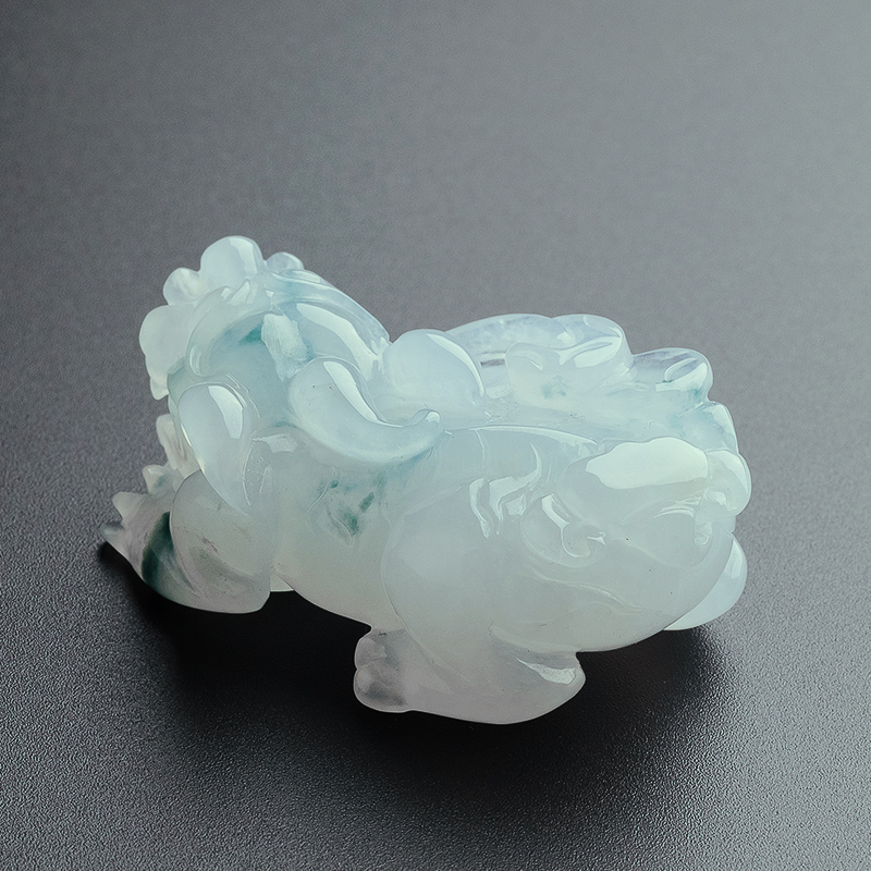 糯冰种翡翠飘花貔貅吊坠 - 红掌柜珠宝