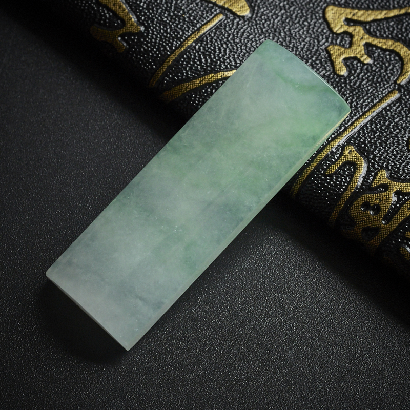 冰糯种翡翠翠绿方牌吊坠 - 红掌柜珠宝