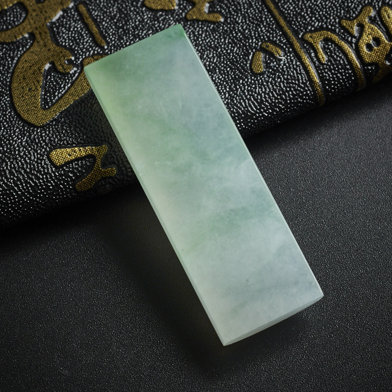 冰糯种翡翠翠绿方牌吊坠 - 红掌柜珠宝