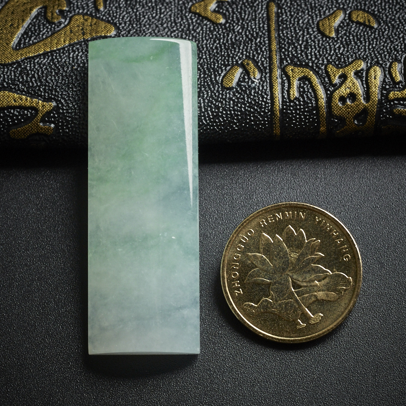 冰糯种翡翠翠绿方牌吊坠 - 红掌柜珠宝