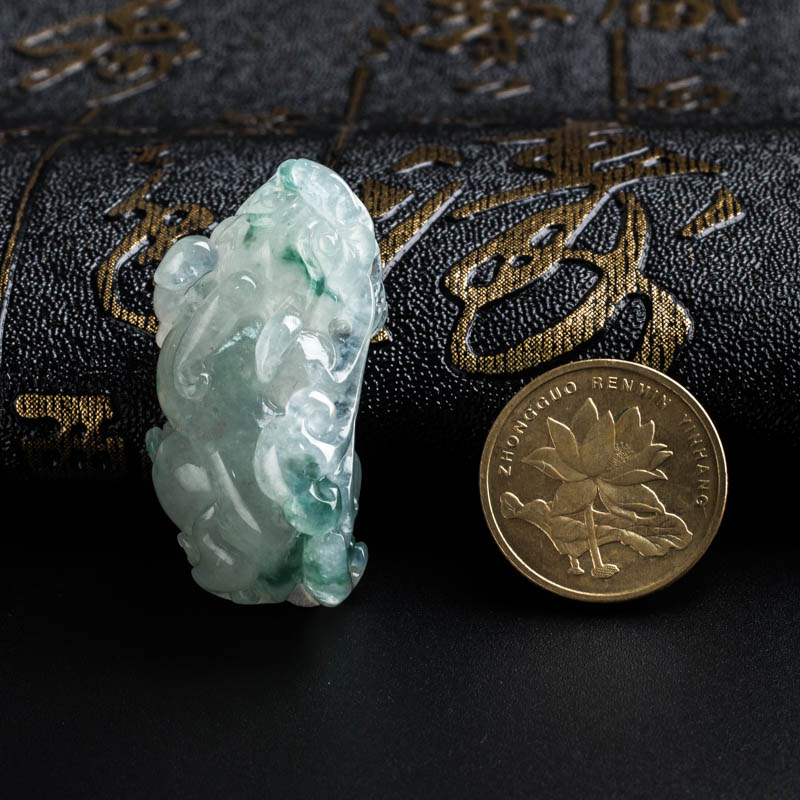 冰糯种飘蓝花翡翠貔貅吊坠 - 红掌柜珠宝