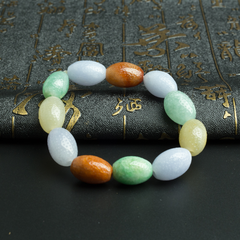 翡翠多彩手串-红掌柜珠宝