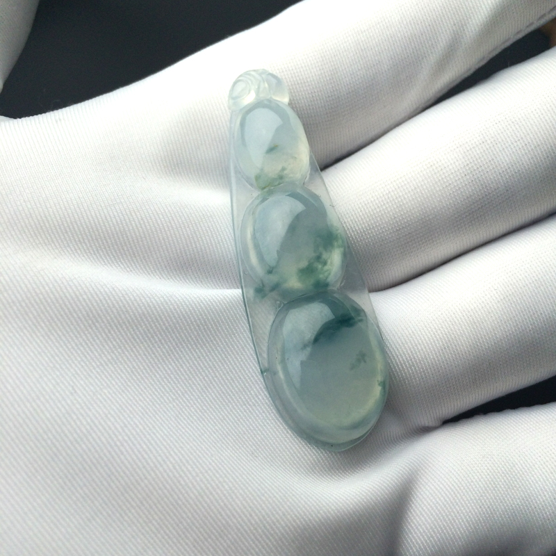 缅甸翡翠福豆吊坠-红掌柜