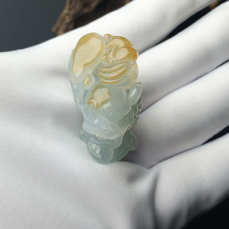 缅甸糯种黄翡貔貅吊坠-红掌柜