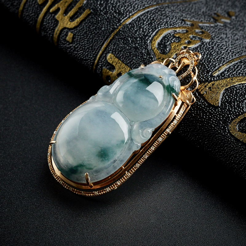 冰糯种飘花翡翠葫芦吊坠-红掌柜