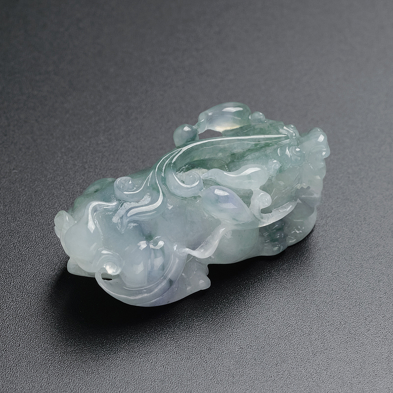 冰糯种飘绿飘紫翡翠貔貅吊坠 - 红掌柜