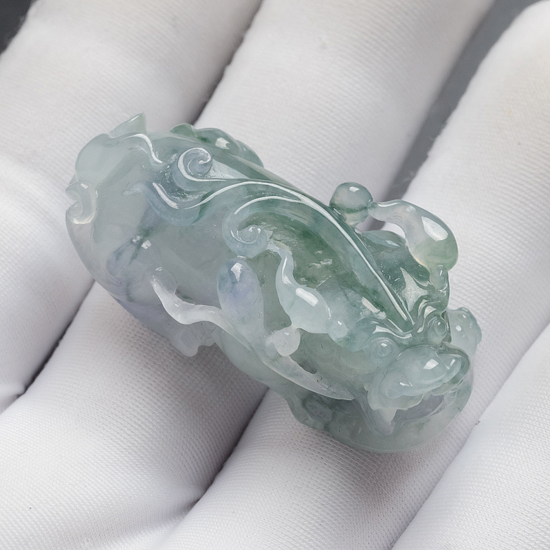 缅甸A货冰糯种翡翠貔貅吊坠 - 红掌柜