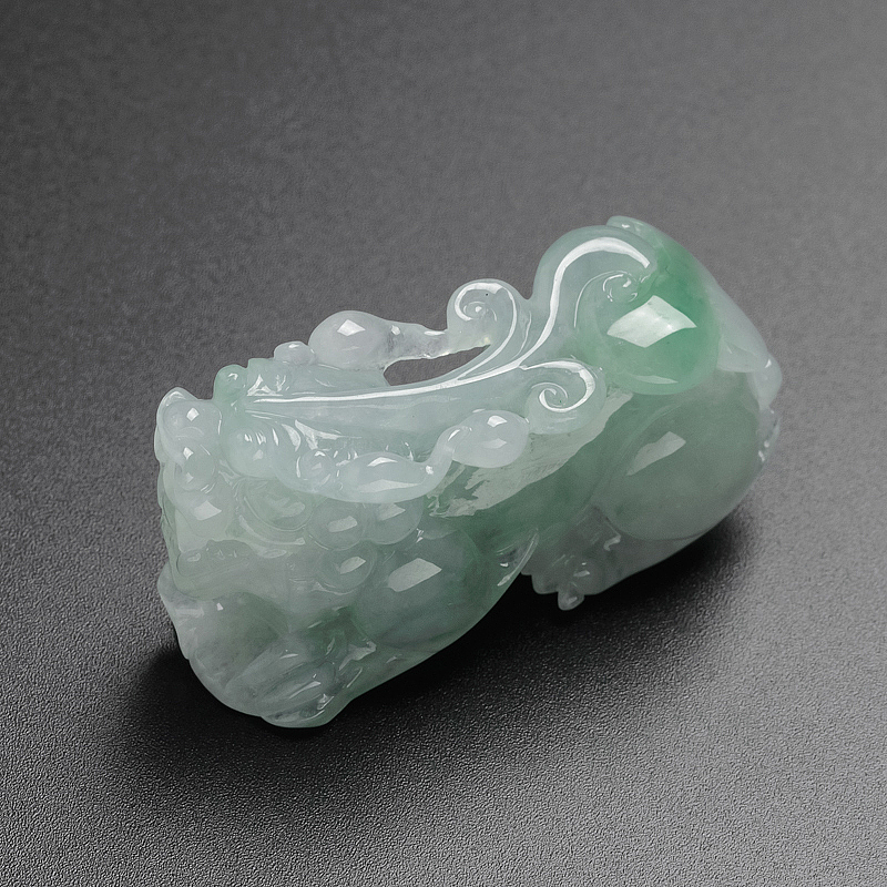 A货天然冰糯种浅绿翡翠貔貅吊坠 - 红掌柜