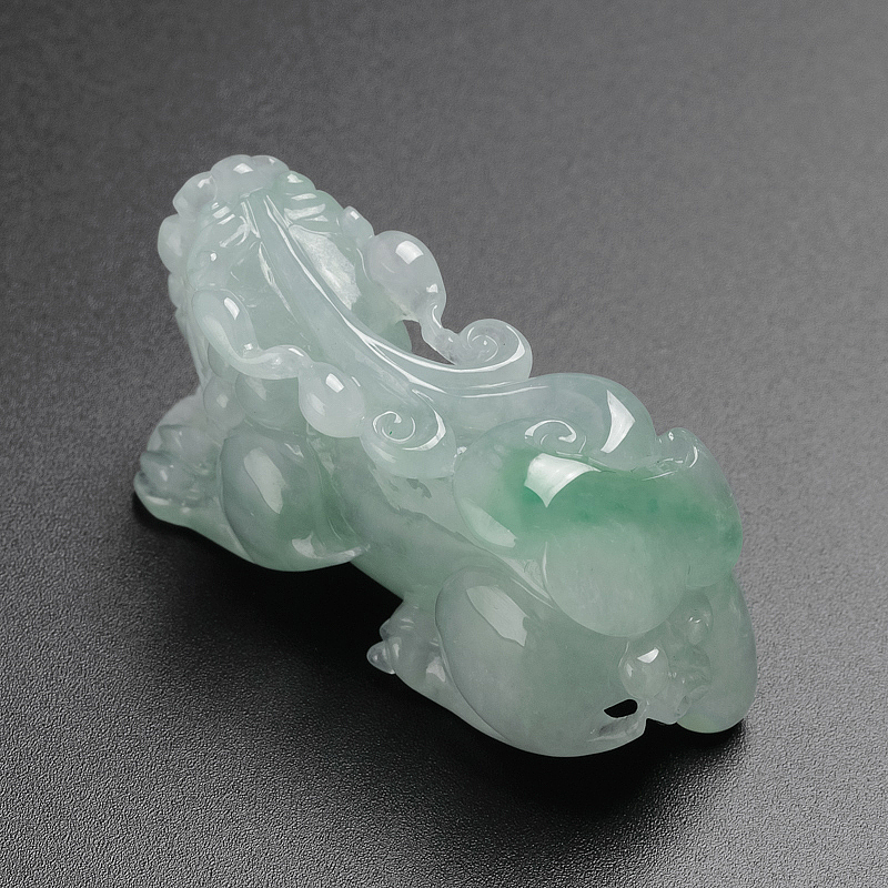 天然冰糯种浅绿翡翠貔貅吊坠 - 红掌柜
