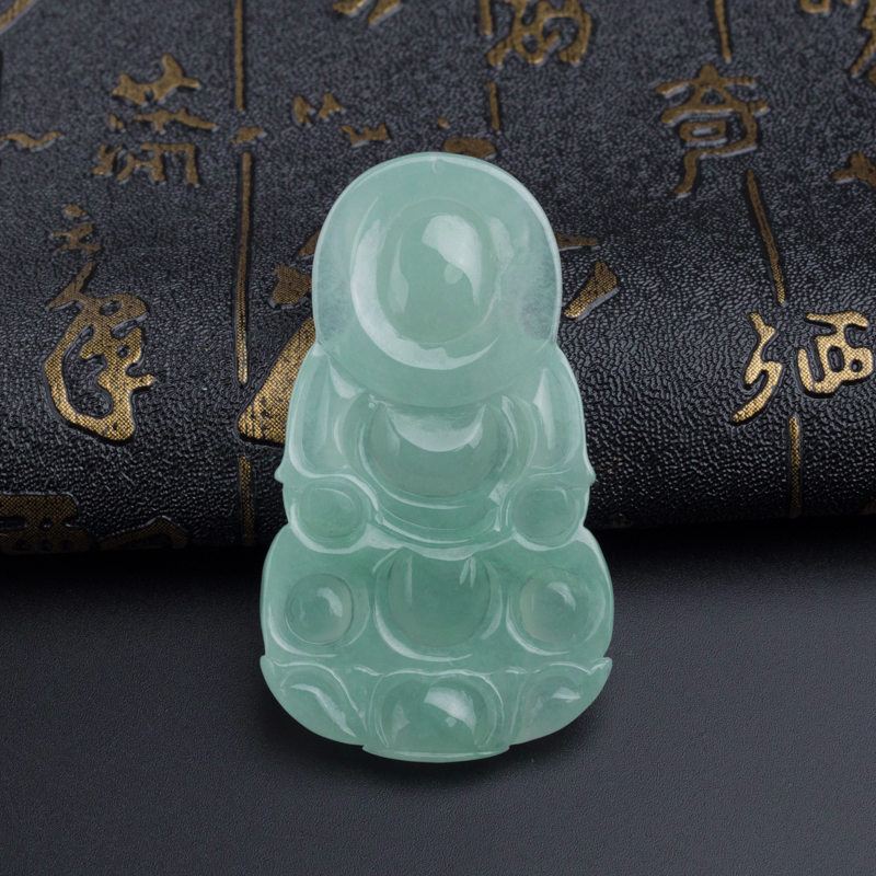 糯种淡绿翡翠观音吊坠 - 红掌柜
